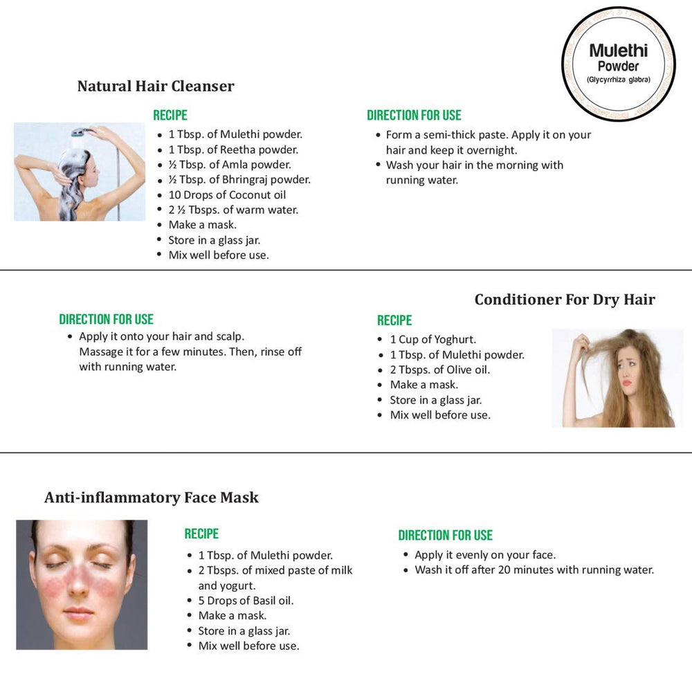 Rozhub Natural Mulethi (Licorice) Hair & Face Mask Powder - 100g - Rozhub Naturals